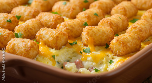 Deliciously Baked Tater Tot Breakfast Casserole With Cheesy Scrambled Eggs