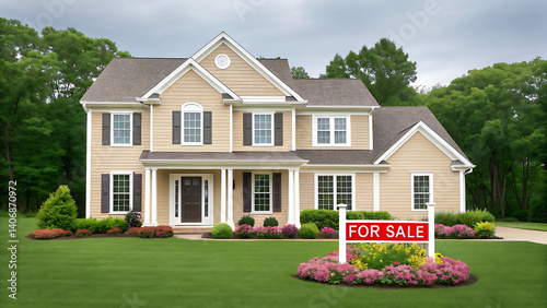 Elegant Two Story House for Sale in a Lush Green Suburban Setting