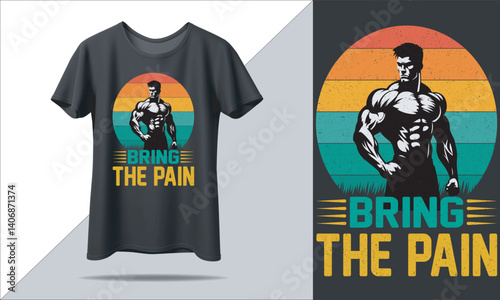 bring the pain t-shirt design with black mockup