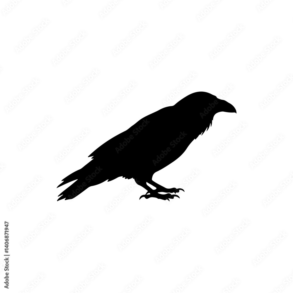 Obraz premium Raven silhouette icon vector flat design.