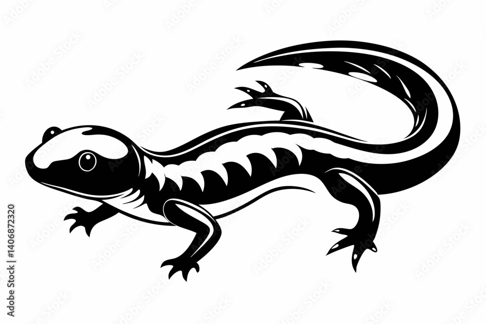 Fototapeta premium salamander silhouette line art vector illustration