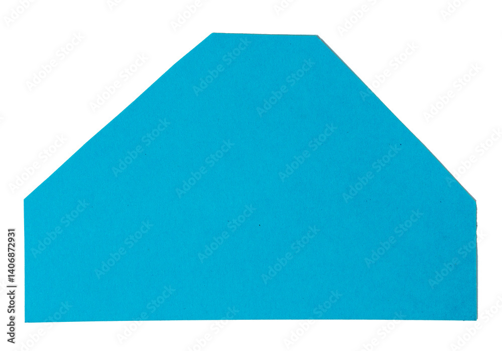 Isolated cian polygon made of matte paper on white background Isolated cian polygon made of matte paper on white background