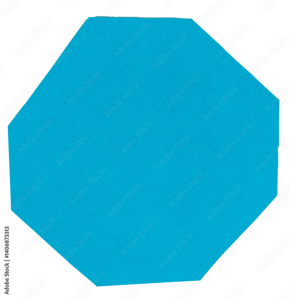 Isolated cian polygon made of matte paper on white background Isolated cian polygon made of matte paper on white background