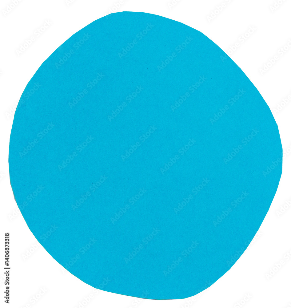 Isolated cian circle made of matte paper on white background Isolated cian circle made of matte paper on white background