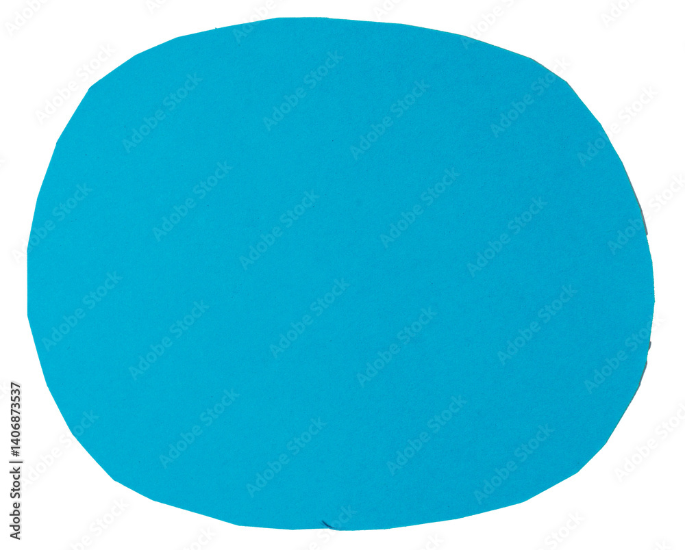 Isolated cian oval made of matte paper on white background Isolated cian oval made of matte paper on white background
