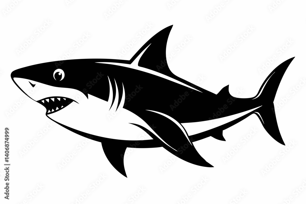 Fototapeta premium shark silhouette line art vector illustration