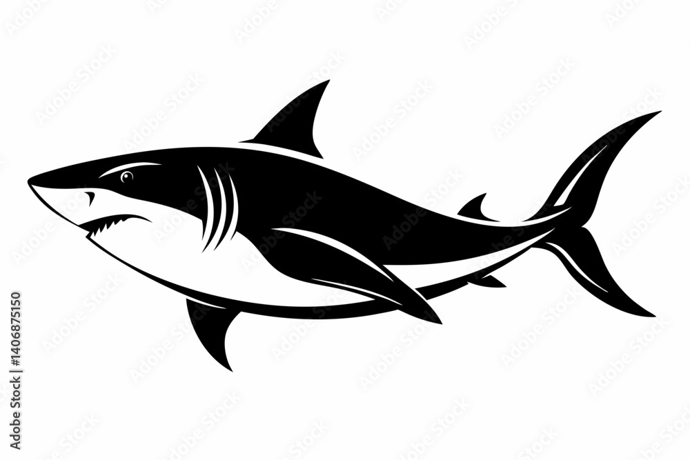 Fototapeta premium shark silhouette line art vector illustration