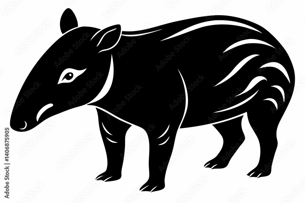 Fototapeta premium tapir silhouette line art vector illustration