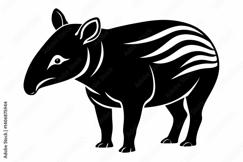 Fototapeta premium tapir silhouette line art vector illustration