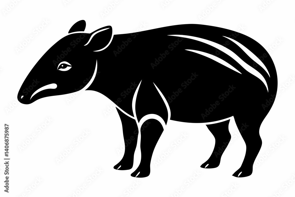 tapir silhouette line art vector illustration tapir silhouette line art vector illustration