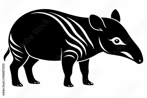 tapir silhouette line art vector illustration