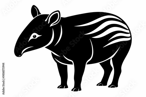 tapir silhouette line art vector illustration