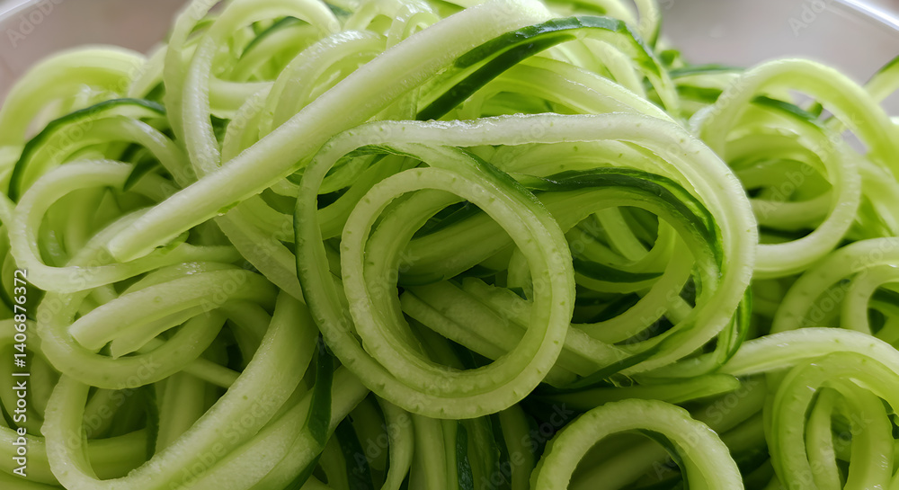 Fresh Zucchini Spirals Presented In Creative And Eye Catching Close Up Fresh Zucchini Spirals Presented In Creative And Eye Catching Close Up