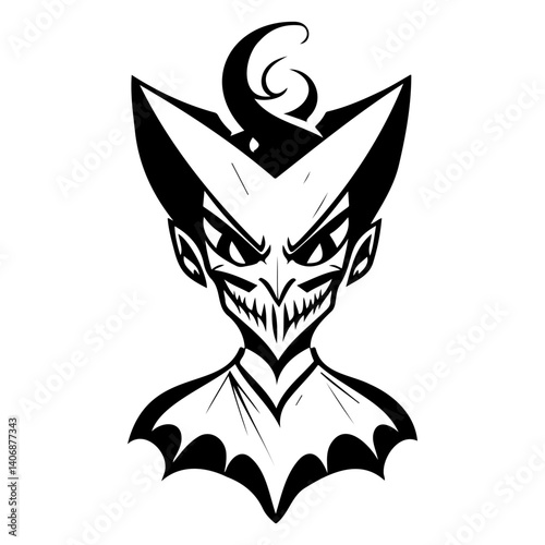 Sinister Creature, Isolated, in Black and White Art