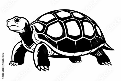 tortoise silhouette line art vector illustration