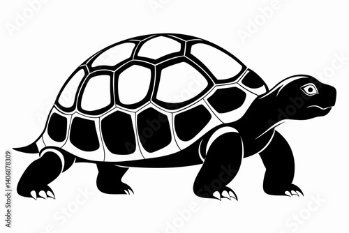 tortoise silhouette line art vector illustration