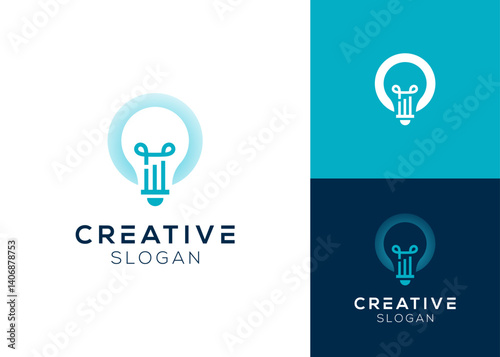Modern light bulb with financial diagram abstract logo design