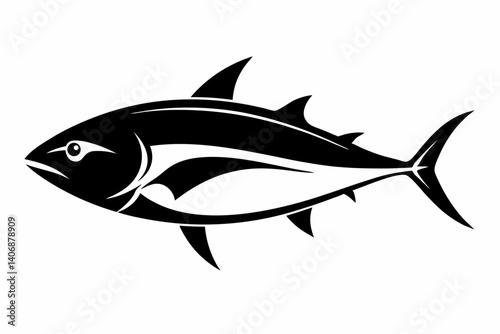 tuna silhouette line art vector illustration