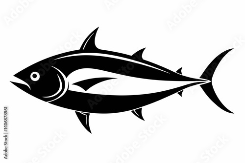 tuna silhouette line art vector illustration