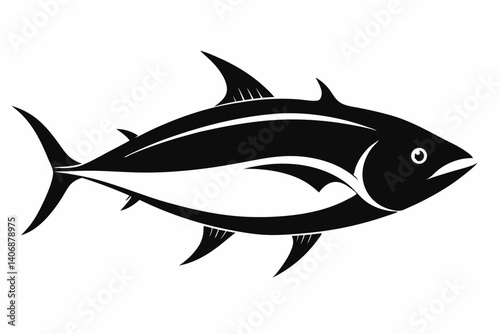 tuna silhouette line art vector illustration
