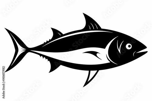 tuna silhouette line art vector illustration