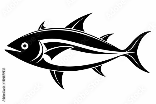 tuna silhouette line art vector illustration