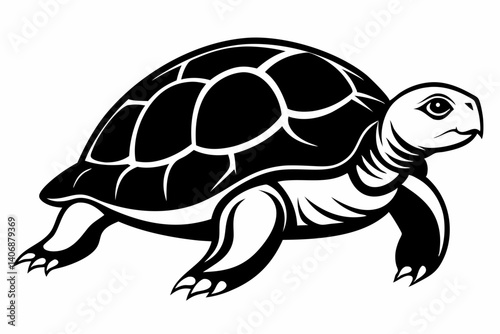 turtle silhouette line art vector illustration