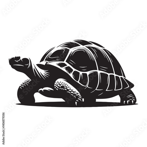 Ancient Galápagos Tortoise silhouette, a living relic of evolution – Galápagos Tortoise illustration – Galápagos Tortoise vector – Reptile silhouette



