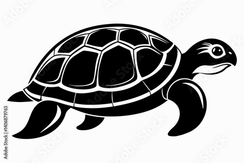 turtle silhouette line art vector illustration