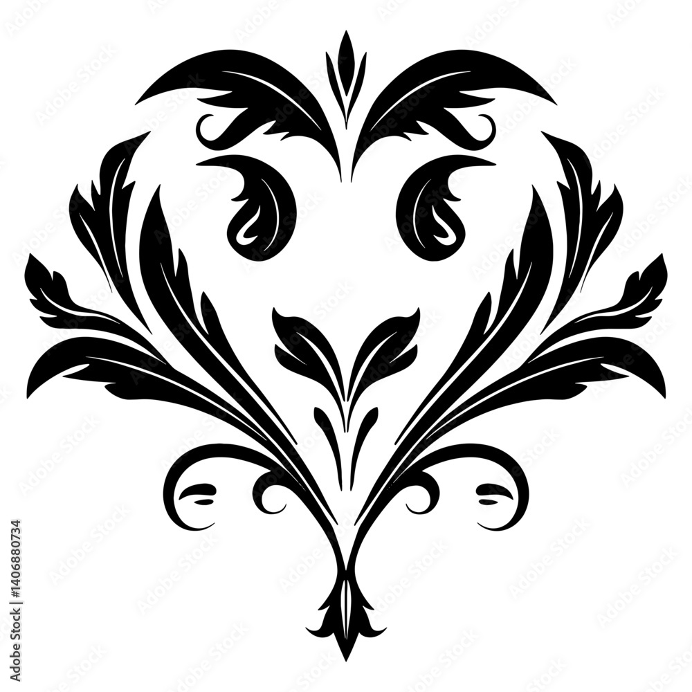 Obraz premium Luxury elegance leaf ornament vector icon illustration logo SVG art modern transparent background.