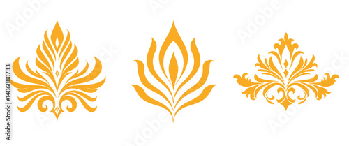 Set of Luxury elegance ornament vector icon illustration logo SVG art modern transparent background.
