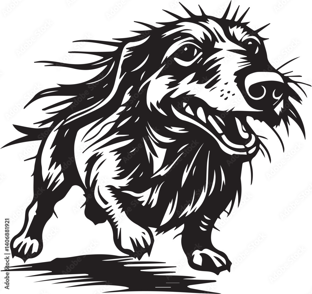 Fototapeta premium A dachshund dog. Hand drawn vector illustration