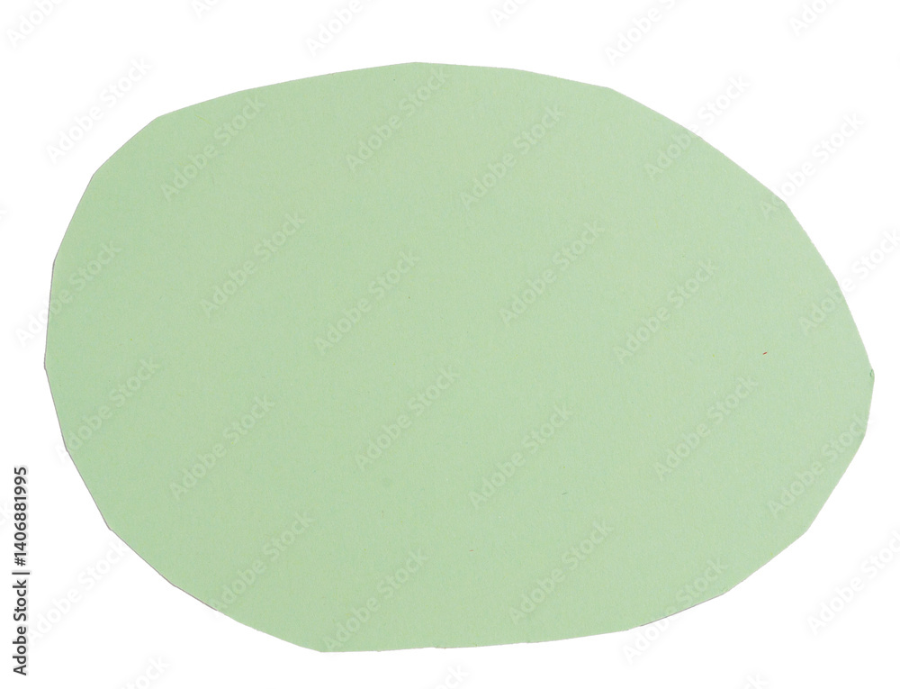 Isolated light green oval made of matte paper on white background Isolated light green oval made of matte paper on white background