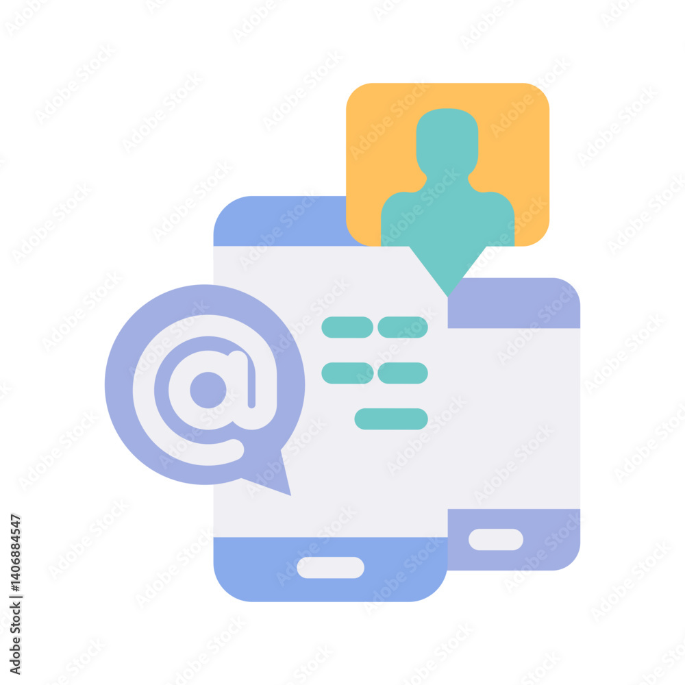 phone email contact flat style