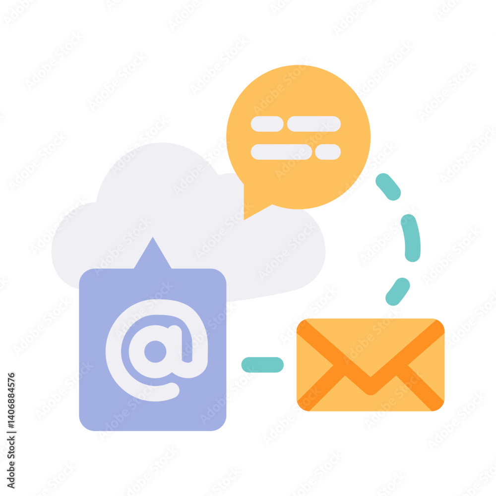 cloud email contact flat style