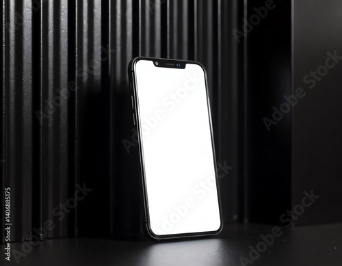 Smartphone mockup with black corrugated background