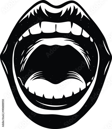 Open Mouth Silhouette Vector Design