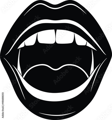 Open Mouth Silhouette Vector Design