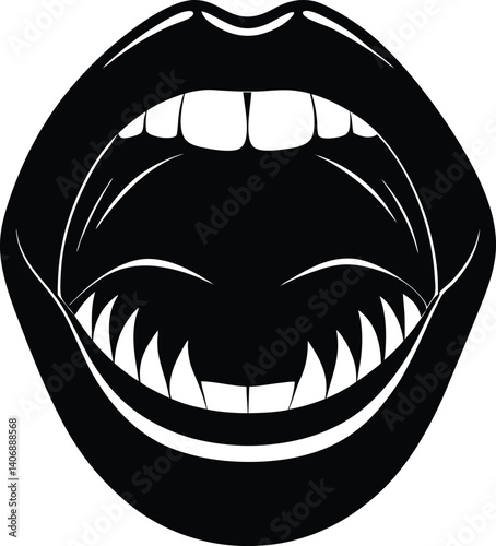 Open Mouth Silhouette Vector Design