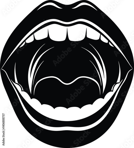 Open Mouth Silhouette Vector Design