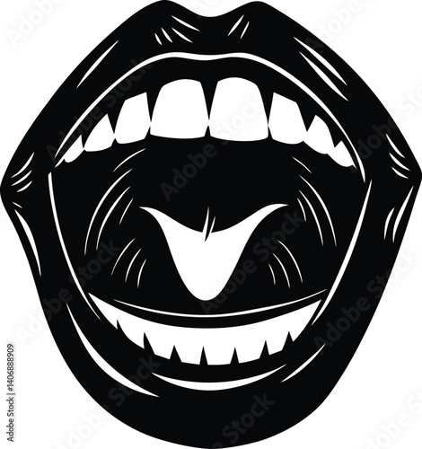 Open Mouth Silhouette Vector Design