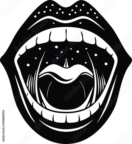 Open Mouth Silhouette Vector Design