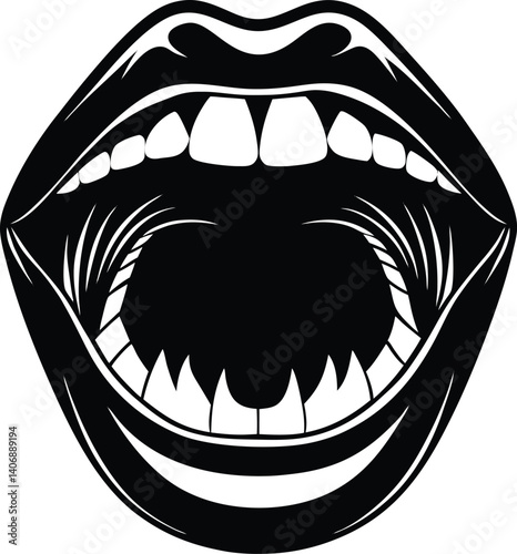 Open Mouth Silhouette Vector Design