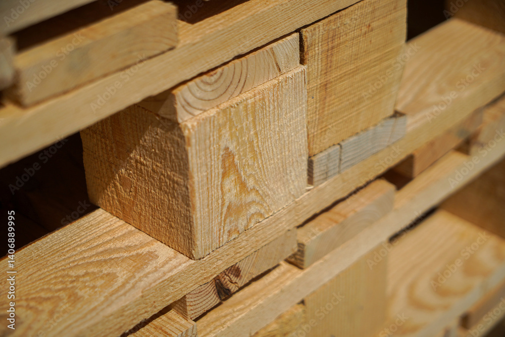 Stacked Wooden Pallets Highlighting Texture and Industrial Utility