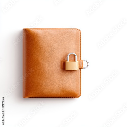 A stylish brown wallet secured with a padlock, showcasing a modern design perfect for organizing essentials.