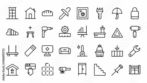 set of 45 outline icons related to carpentry linea (1).svg