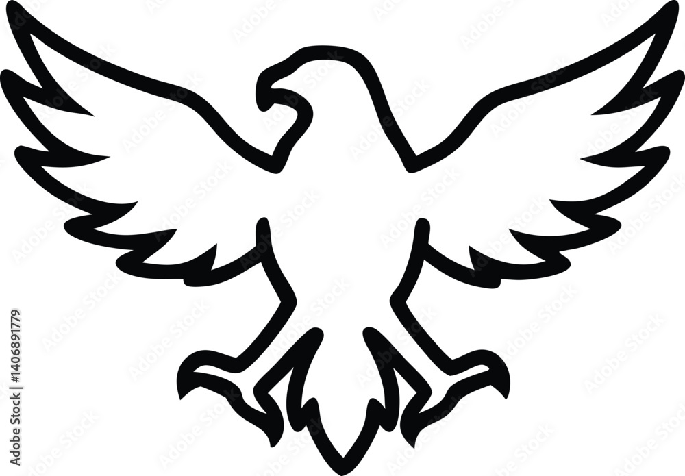 Obraz premium Eagle Silhouette Outline with Open Wings on Transparent Background Design