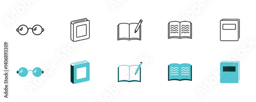 Book Icon Set – Education, Reading, and Learning