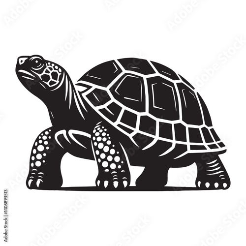 Watchful Box Turtle silhouette, peeking from its shell – Box Turtle illustration – Minimalist Box Turtle vector – Reptile silhouette

