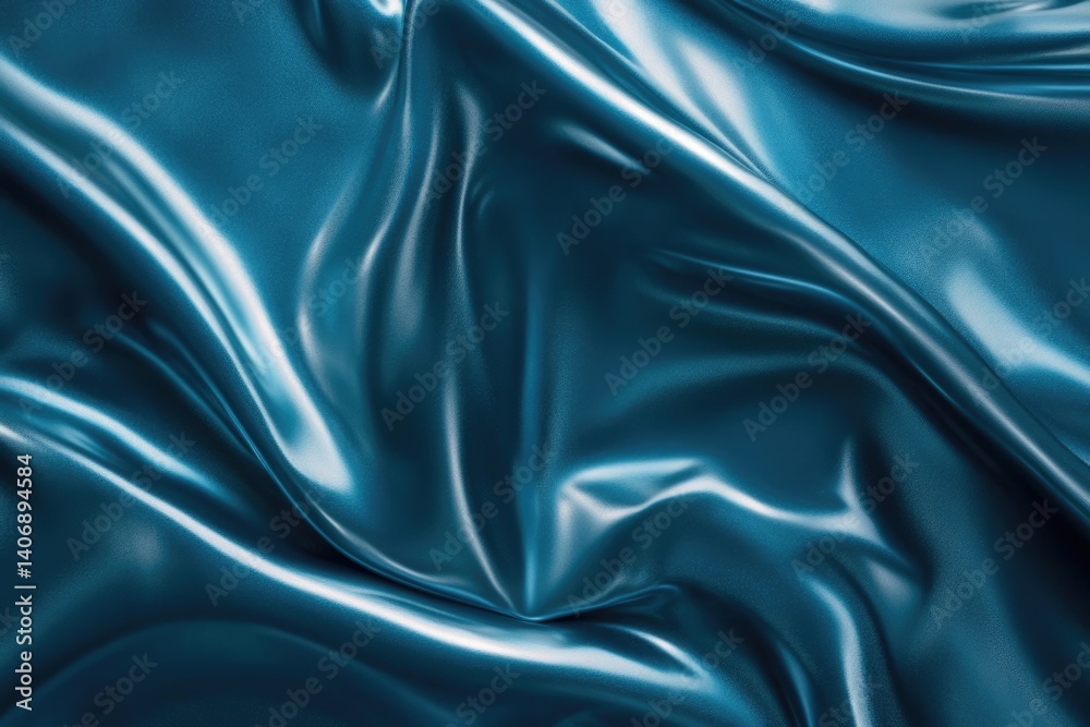 Obraz premium Draped teal silk fabric, luxurious and smooth texture, elegant folds and curves.